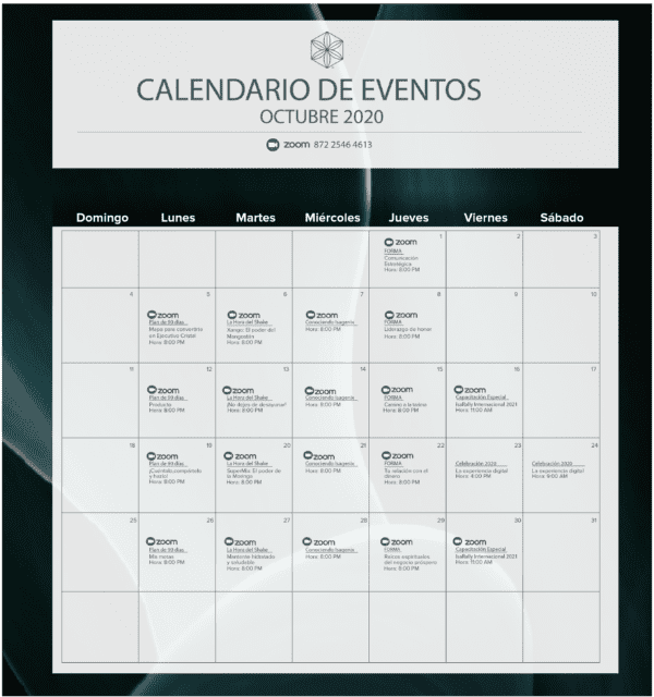 Calendario De Eventos Digitales Octubre 2020 - IsaFYI México